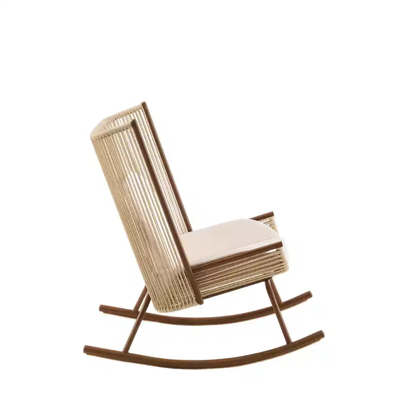 Christopher Knight Home Yann Ensemble de mobilier de jardin moderne en métal avec fauteuil à bascule et plateau de table en céramique