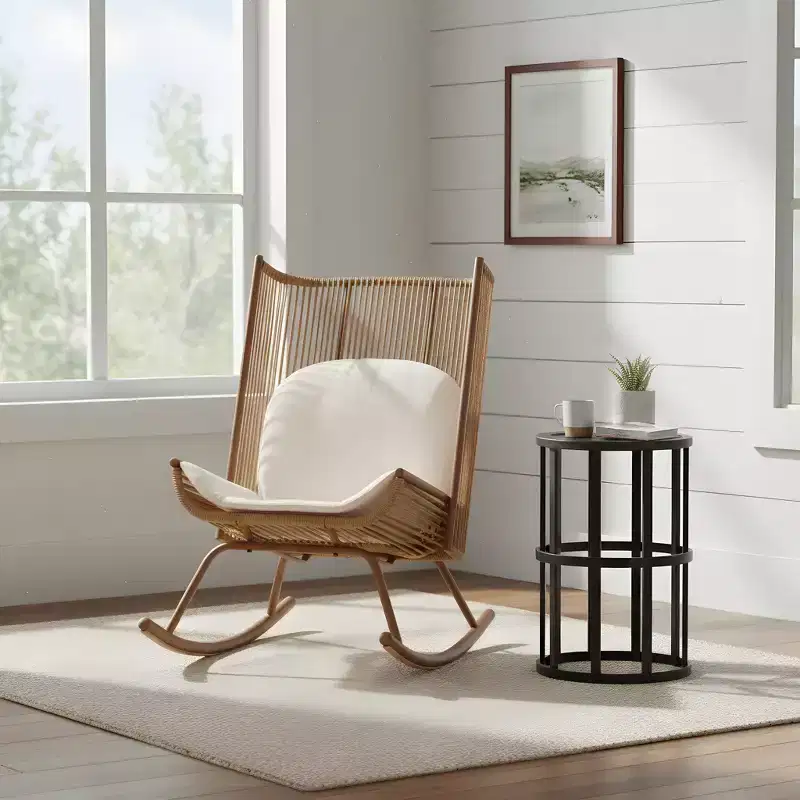 Christopher Knight Home Yann Ensemble de mobilier de jardin moderne en métal avec fauteuil à bascule et plateau de table en céramique