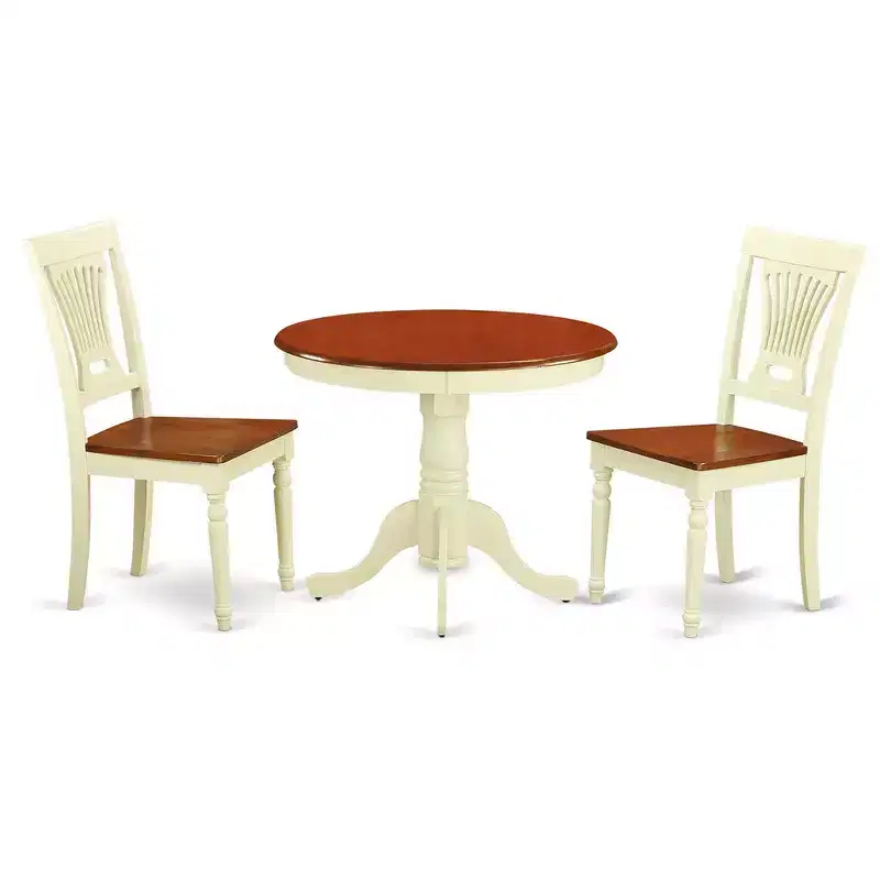 HomeStock Coin Cuisine Table Ronde avec 2 Chaises Style Moderne