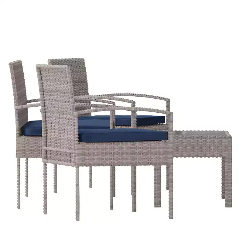 Flash Furniture Ensemble de patio 4 pièces Aransas avec structure en acier et coussins