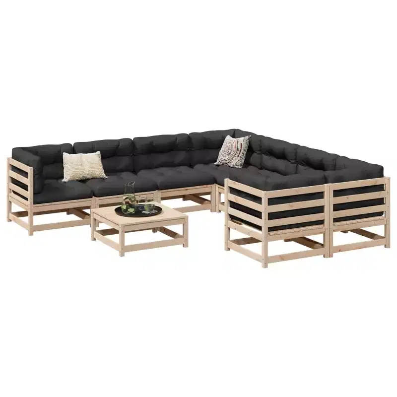 vidaXL Salon de jardin 9 pcs Bois de pin massif