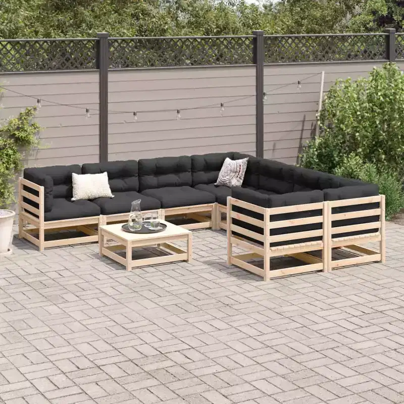 vidaXL Salon de jardin 9 pcs Bois de pin massif