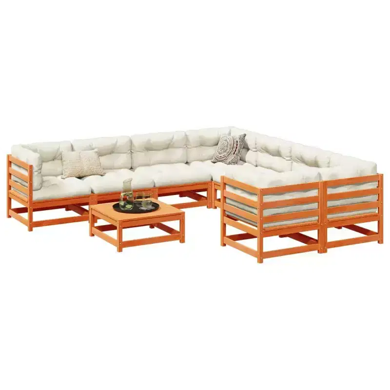 vidaXL Salon de jardin 9 pcs Bois de pin massif