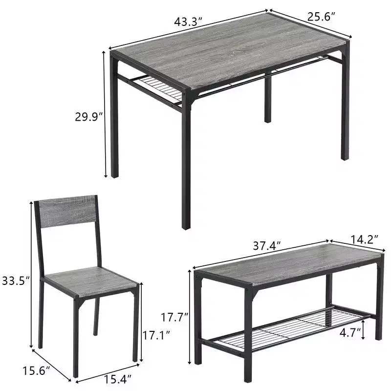 Bryleah 4 - Ensemble de salle à manger à quatre pieds pour quatre personnes