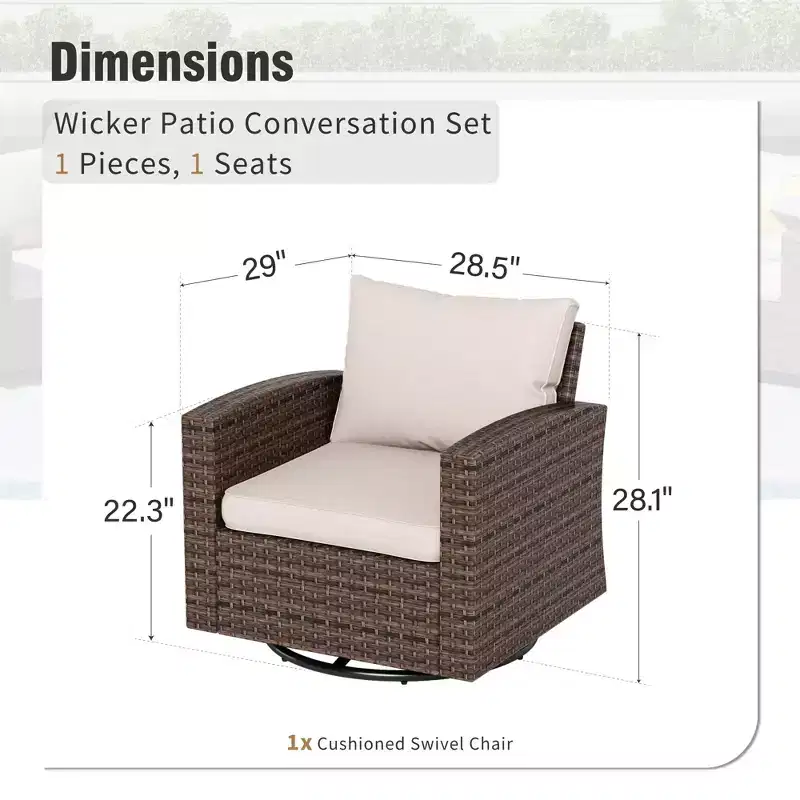 Captiva Designs, ensemble de conversation d'extérieur 7 pièces en osier pour patio, avec 4 canapés individuels rembourrés, pour jardin, piscine, ou arrière-cour