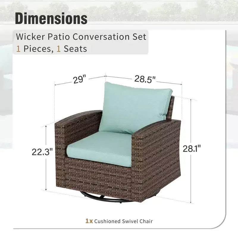 Captiva Designs, ensemble de conversation d'extérieur 7 pièces en osier pour patio, avec 4 canapés individuels rembourrés, pour jardin, piscine, ou arrière-cour