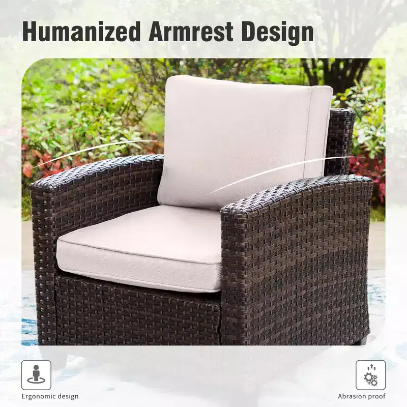Captiva Designs, ensemble de conversation d'extérieur 7 pièces en osier pour patio, avec 4 canapés individuels rembourrés, pour jardin, piscine, ou arrière-cour