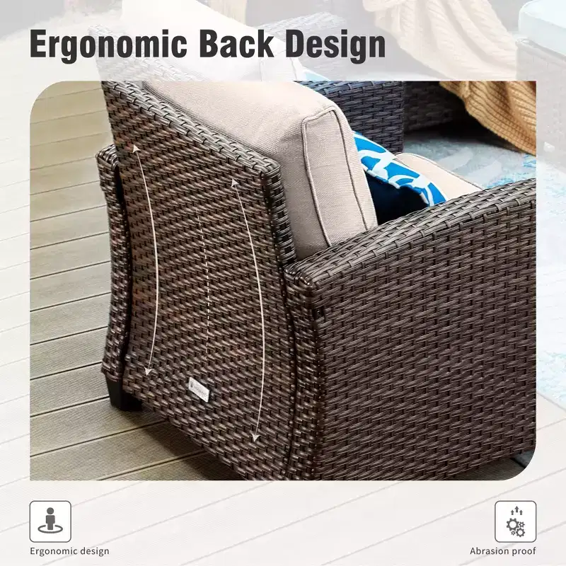 Captiva Designs, ensemble de conversation d'extérieur 7 pièces en osier pour patio, avec 4 canapés individuels rembourrés, pour jardin, piscine, ou arrière-cour