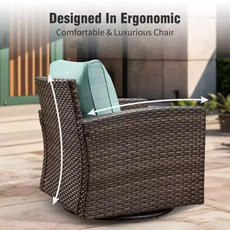 Captiva Designs, ensemble de conversation d'extérieur 7 pièces en osier pour patio, avec 4 canapés individuels rembourrés, pour jardin, piscine, ou arrière-cour