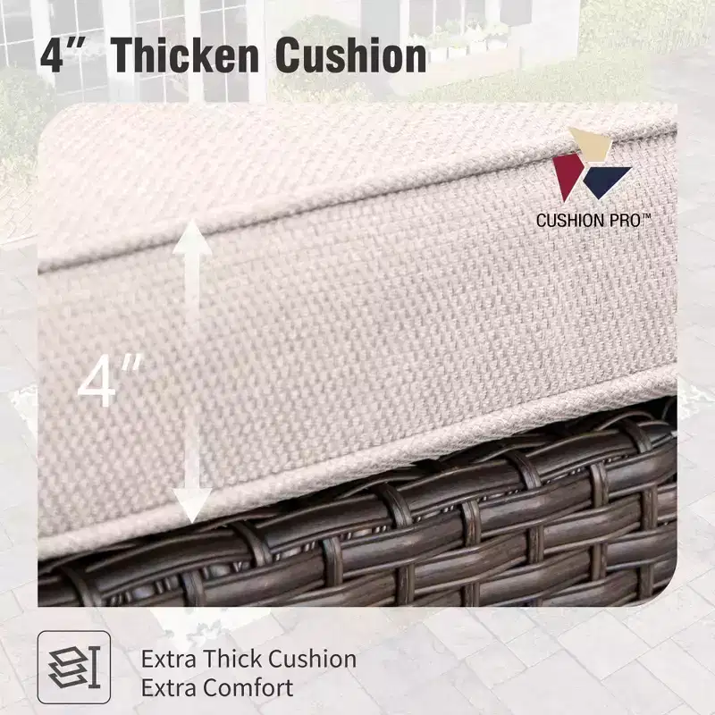 Captiva Designs, ensemble de conversation d'extérieur 7 pièces en osier pour patio, avec 4 canapés individuels rembourrés, pour jardin, piscine, ou arrière-cour