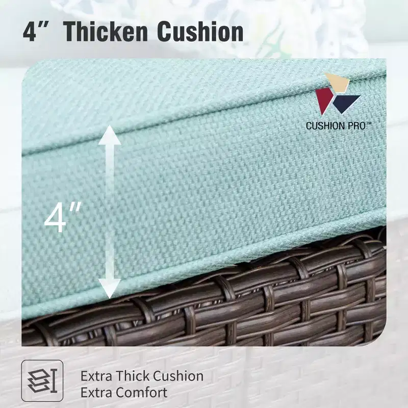 Captiva Designs, ensemble de conversation d'extérieur 7 pièces en osier pour patio, avec 4 canapés individuels rembourrés, pour jardin, piscine, ou arrière-cour