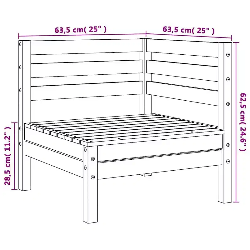 vidaXL Canapé d'angle de jardin/ensemble de jardin – Bois de pin – Design modulaire – 25x25x24.6 – Marron