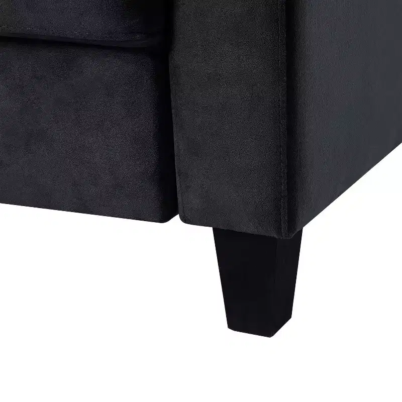 Canapés modulaires modernes PexFix 3 places, causeuse et fauteuil simple en velours avec cadre en bois massif pour salon, appartement, noir