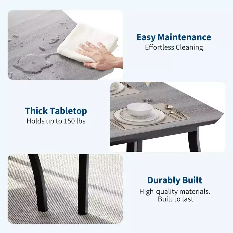 Ensemble table de salle à manger 4 places, table de cuisine à cadre métallique avec 2 bancs rembourrés, ensemble de 3 meubles de salle à manger pour appartement, studio, maison