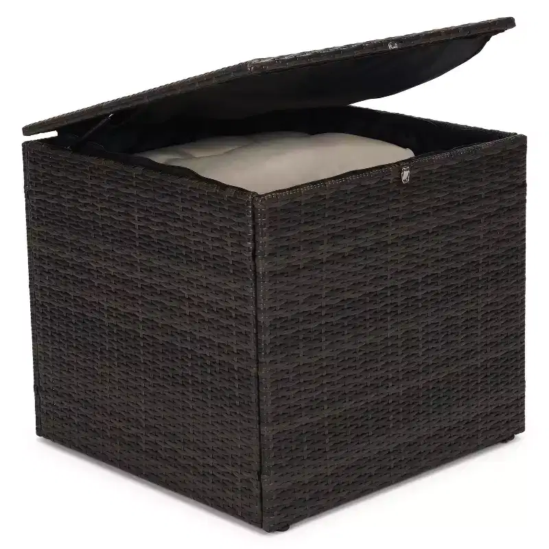 Ensembles de conversation 5 pièces pour patio avec coussins, table basse de rangement et table d'appoint