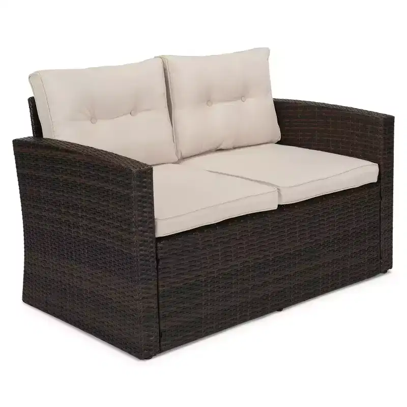 Ensembles de conversation 5 pièces pour patio avec coussins, table basse de rangement et table d'appoint