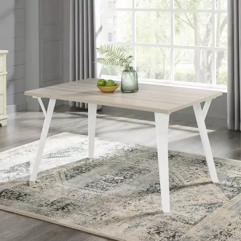 Ensemble de salle à manger Alwynn White et bois naturel 5 pièces, table à manger avec 4 chaises Windsor