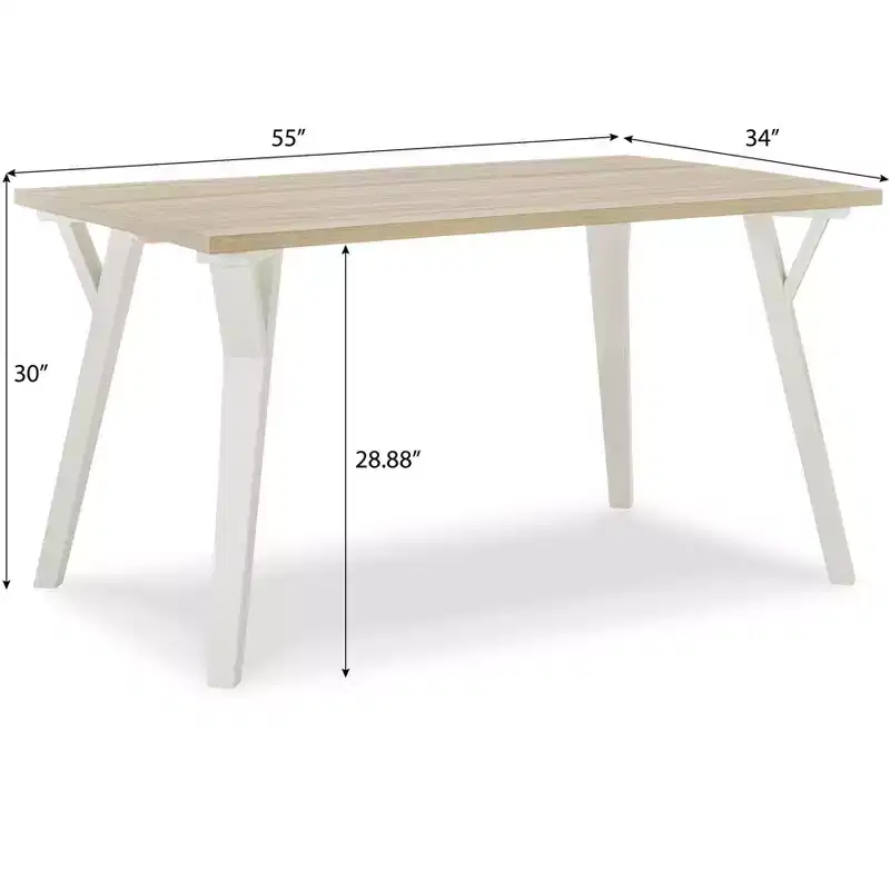 Ensemble de salle à manger Alwynn White et bois naturel 5 pièces, table à manger avec 4 chaises Windsor