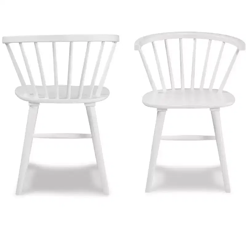 Ensemble de salle à manger Alwynn White et bois naturel 5 pièces, table à manger avec 4 chaises Windsor