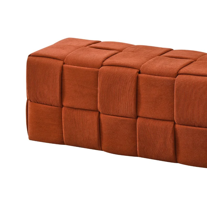 Pouf rettangolare effetto intrecciato colore ruggine 104x39H cm - Artur