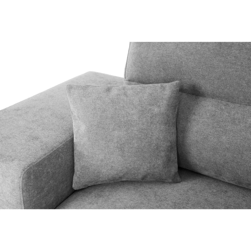 Divano con penisola reversibile e funzione letto e pouf colore grigio chiaro 266 cm - Lilo