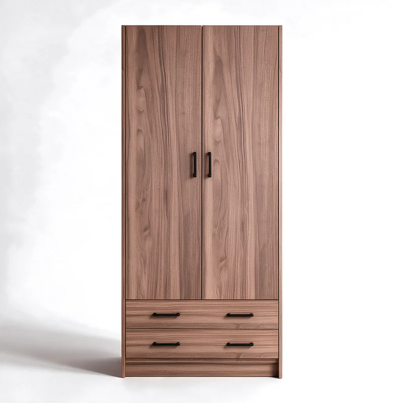 Armadio con due ante e cassetti colore noce naturale 91x52x210H cm - ARM290C