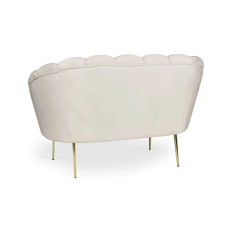 Divano a conchiglia due posti tessuto color sabbia e piedi oro 135x75H cm - Orel
