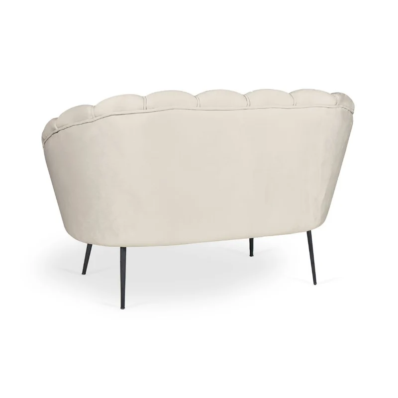 Divano a conchiglia due posti tessuto color sabbia e piedi oro 135x75H cm - Orel