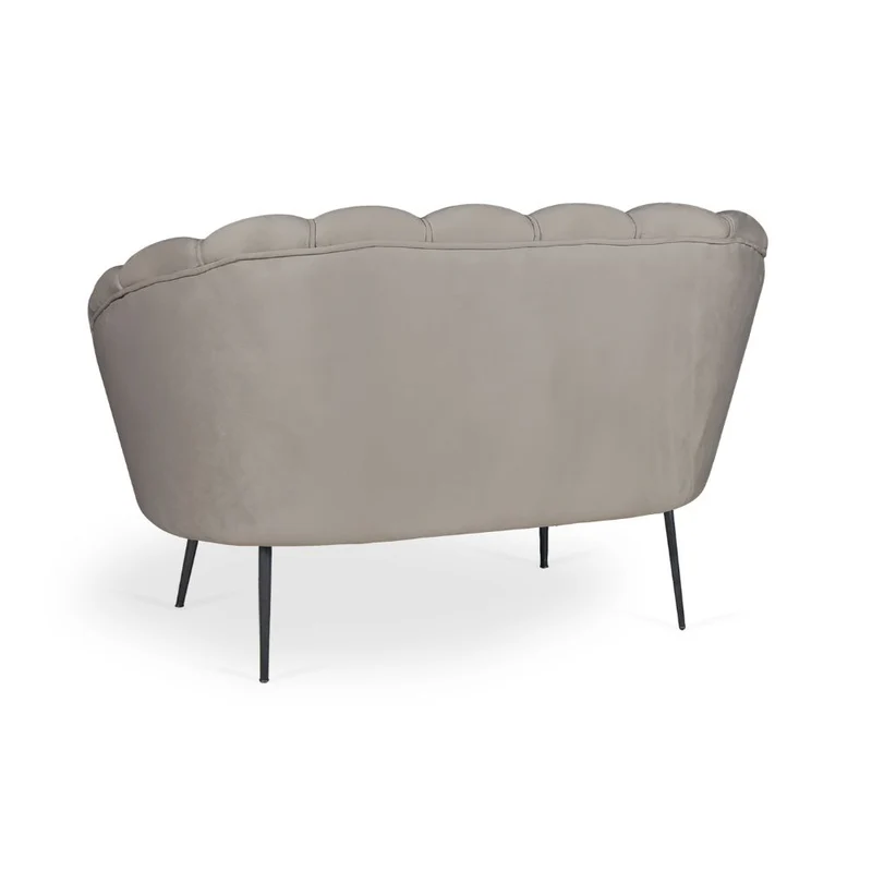Divano a conchiglia due posti velluto tortora gambe oro 135x75H cm - Orel