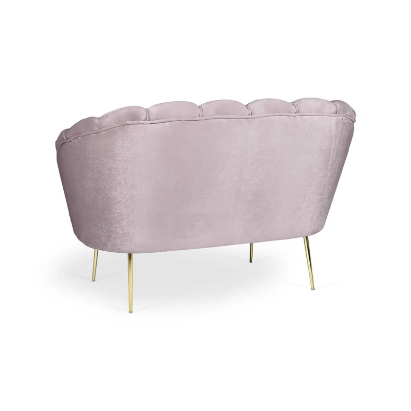 Divano a conchiglia due posti velluto glicine gambe oro 135x75H cm - Orel
