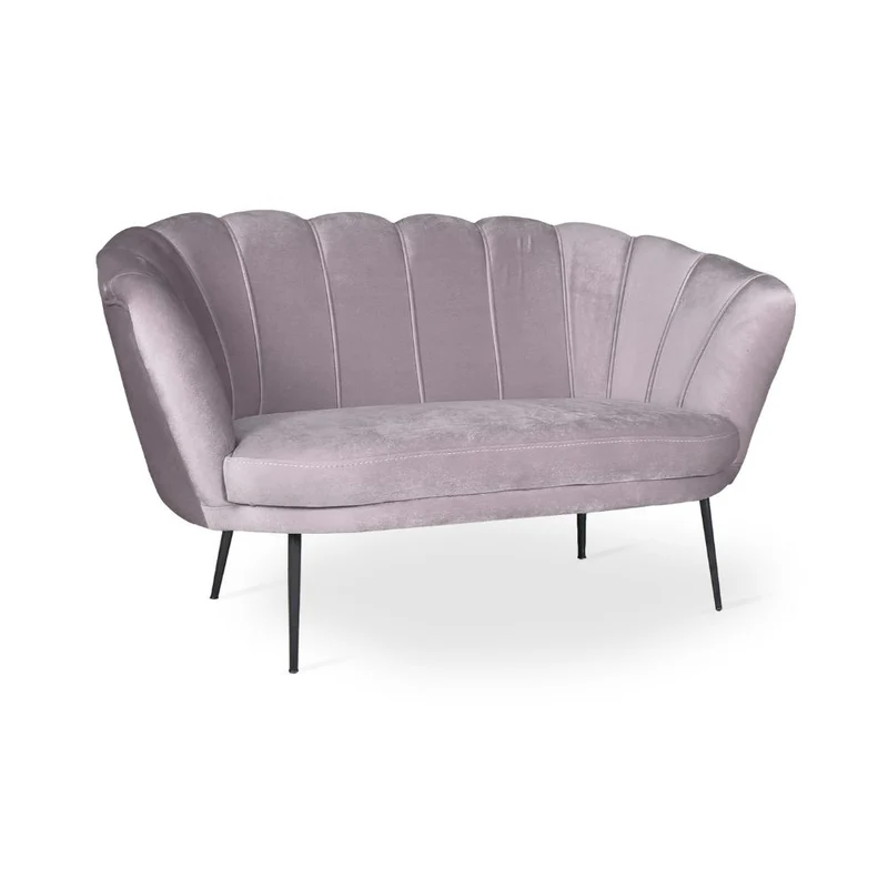 Divano a conchiglia due posti velluto glicine gambe oro 135x75H cm - Orel