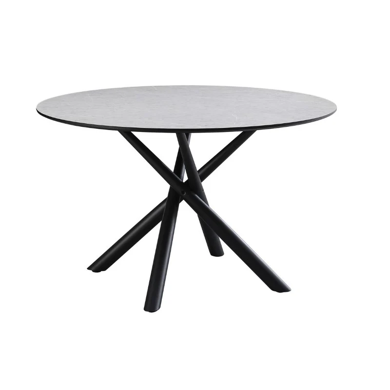 Tavolo rotondo con piano color cemento e gambe nere 120x76.5H cm - Vikto