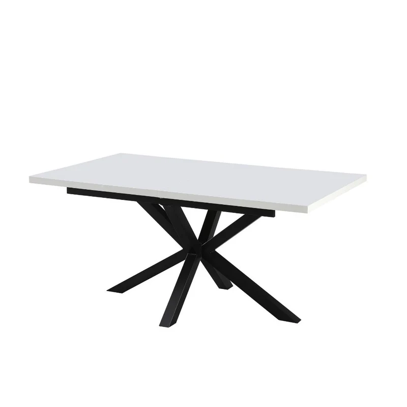 Tavolo allungabile con piano colore bianco e gambe nere 160x90 cm - Mirk