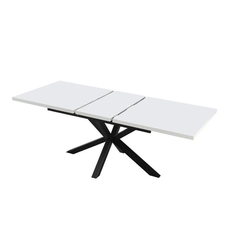 Tavolo allungabile con piano colore bianco e gambe nere 160x90 cm - Mirk