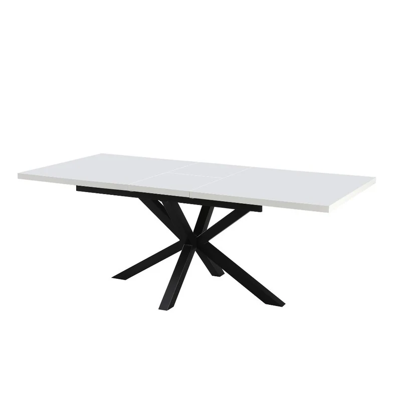 Tavolo allungabile con piano colore bianco e gambe nere 160x90 cm - Mirk
