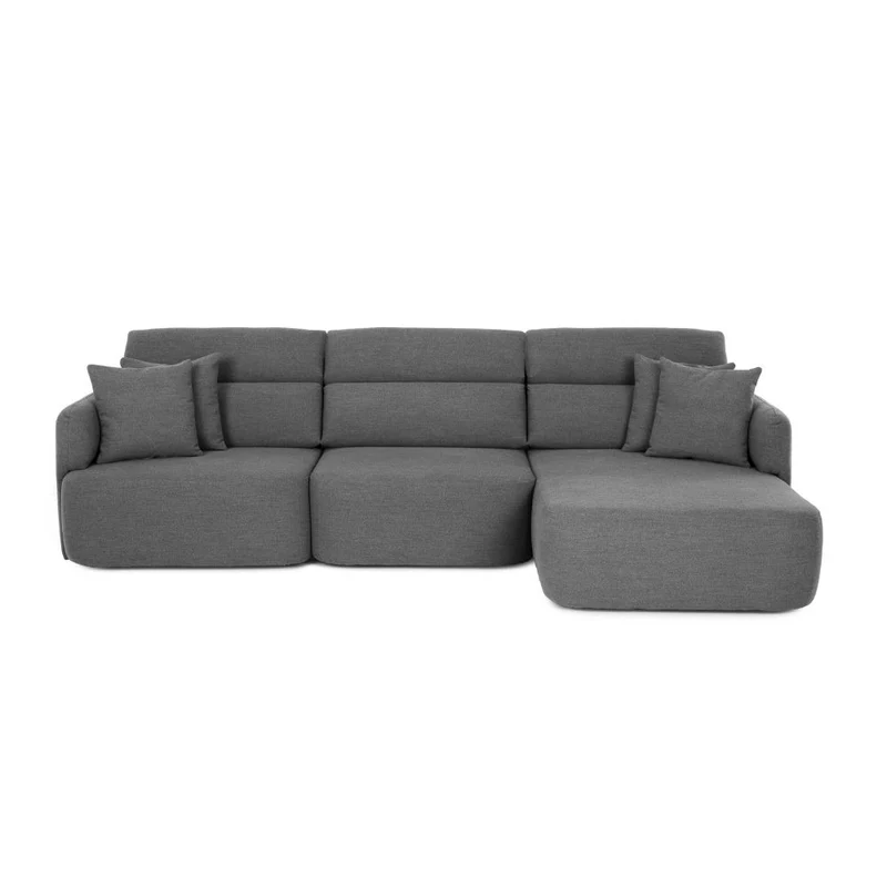 Divano con penisola reversibile e seduta traslante tessuto grigio scuro 307 cm - Koda