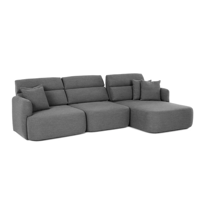 Divano con penisola reversibile e seduta traslante tessuto grigio scuro 307 cm - Koda