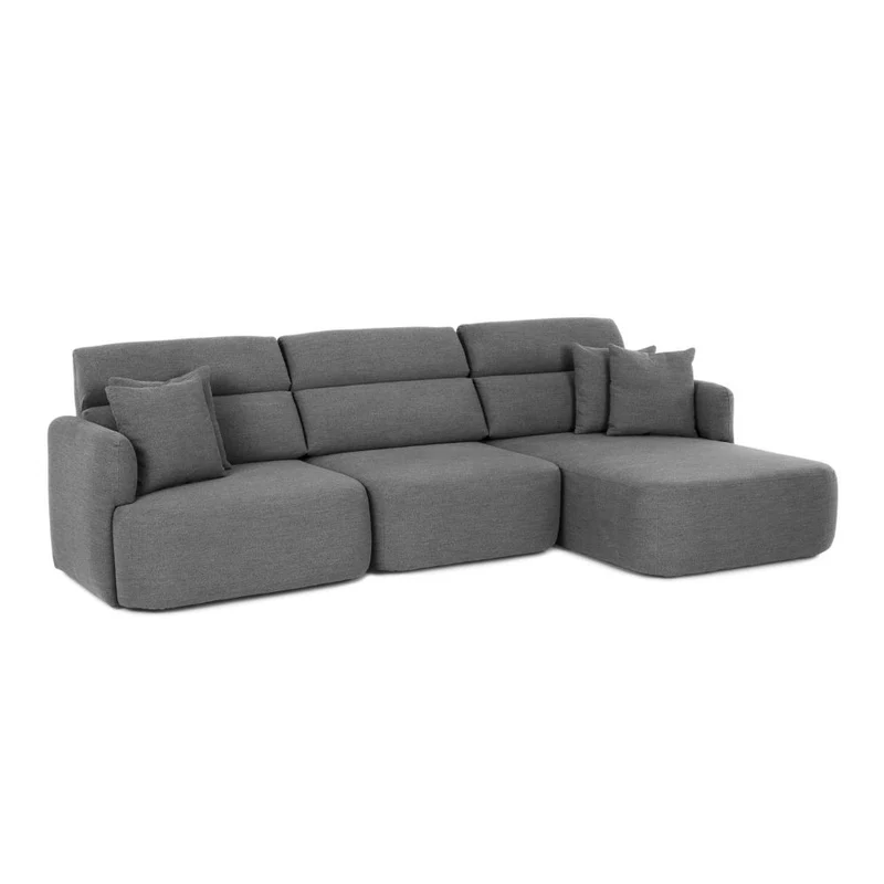 Divano con penisola reversibile e seduta traslante tessuto grigio scuro 307 cm - Koda