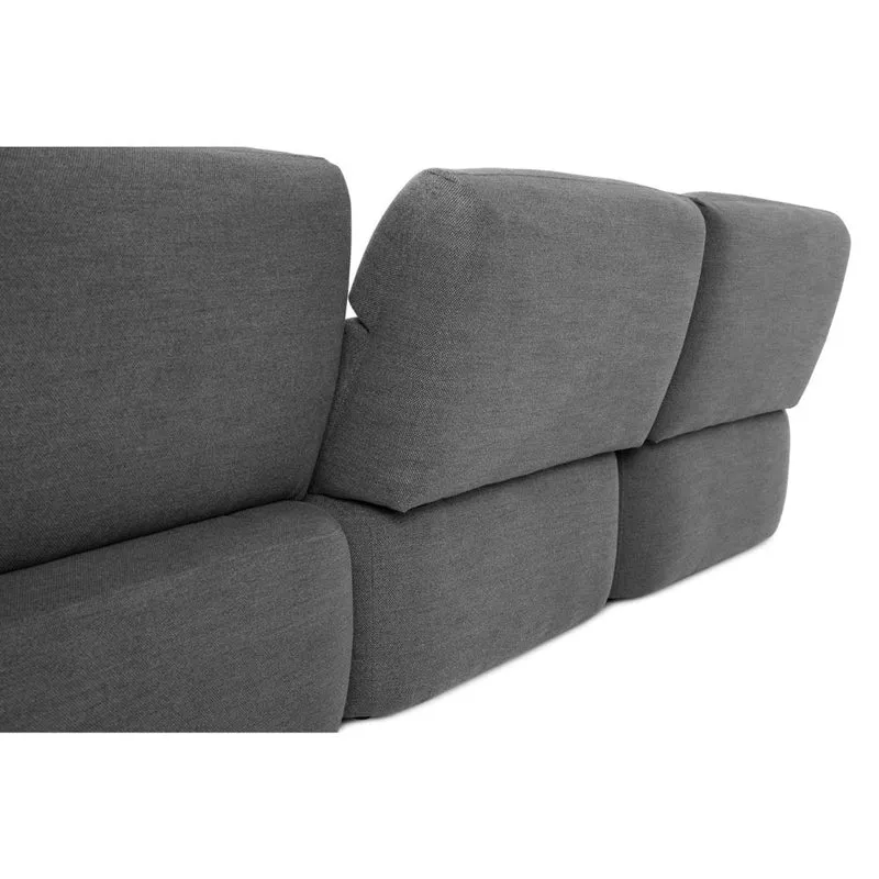 Divano con penisola reversibile e seduta traslante tessuto grigio scuro 307 cm - Koda