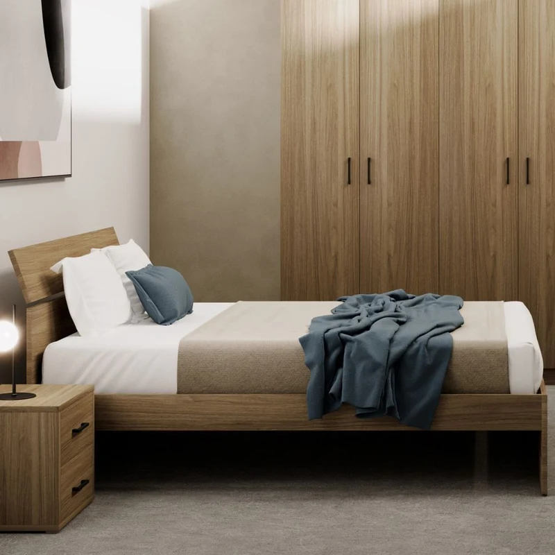 Letto una piazza e mezza in legno colore noce naturale 131x200 cm