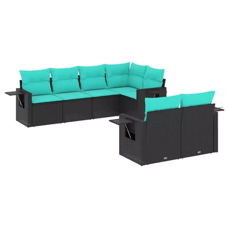 vidaXL Salon de jardin - Noir et bleu