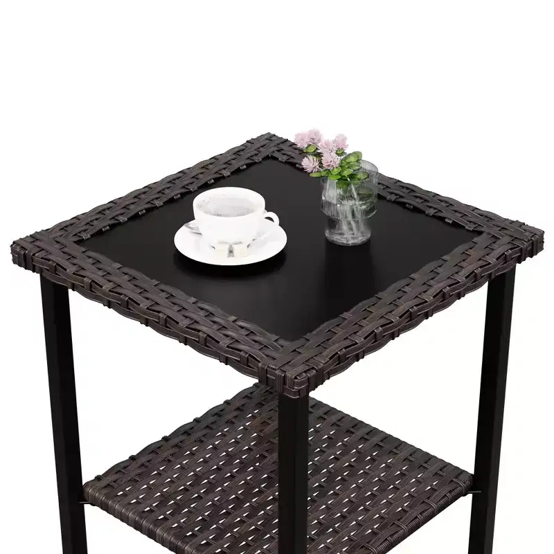 UPTIOT Ensemble de 3 Chaises Pivotantes de Patio en Rotin