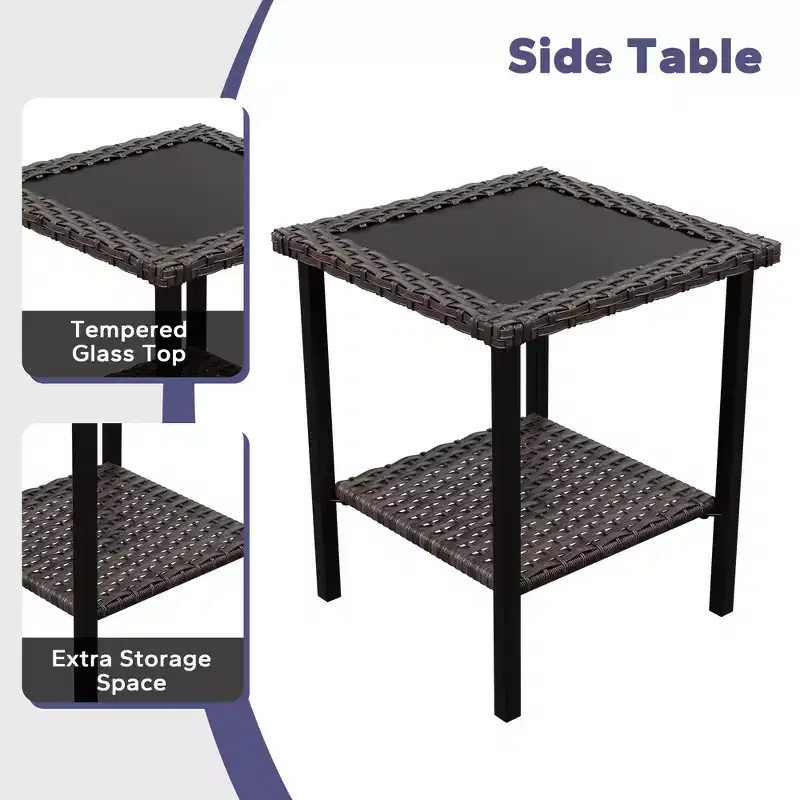 UPTIOT Ensemble de 3 Chaises Pivotantes de Patio en Rotin