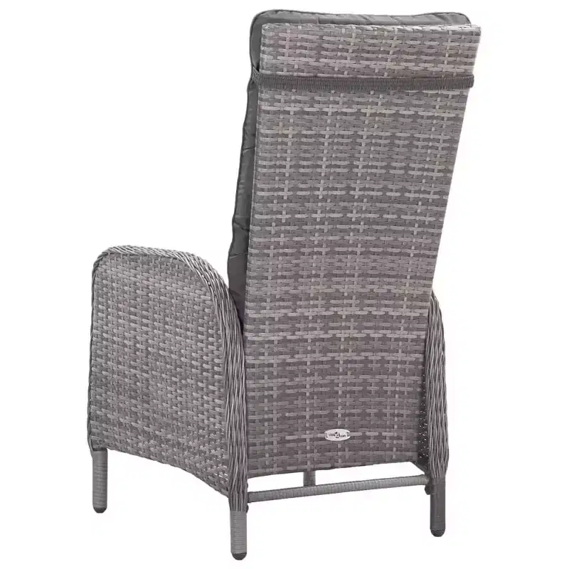 vidaXL Ensemble de jardin de repas gris en polyrotin, acier, verre, polyester 3 pièces