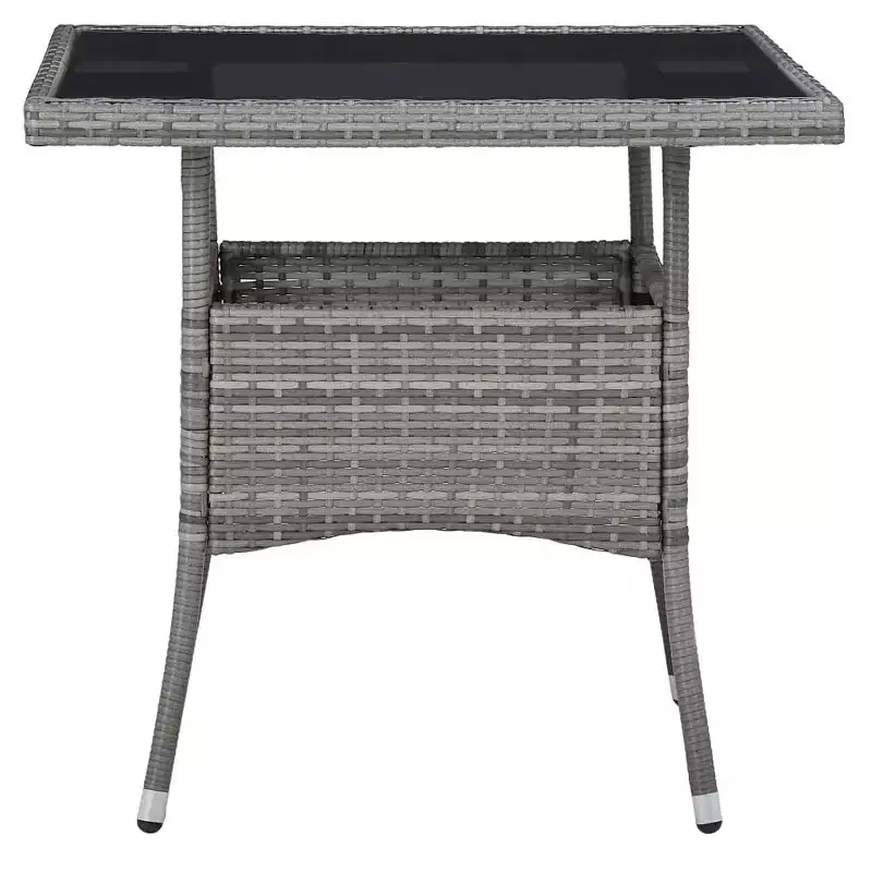 vidaXL Ensemble de jardin de repas gris en polyrotin, acier, verre, polyester 3 pièces