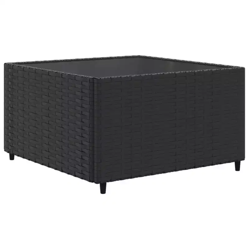 vidaXL - Salon de jardin 5 pièces avec coussins noirs - Rotin PE, cadre en acier, table basse en verre trempé - pour jardin, terrasse, patio