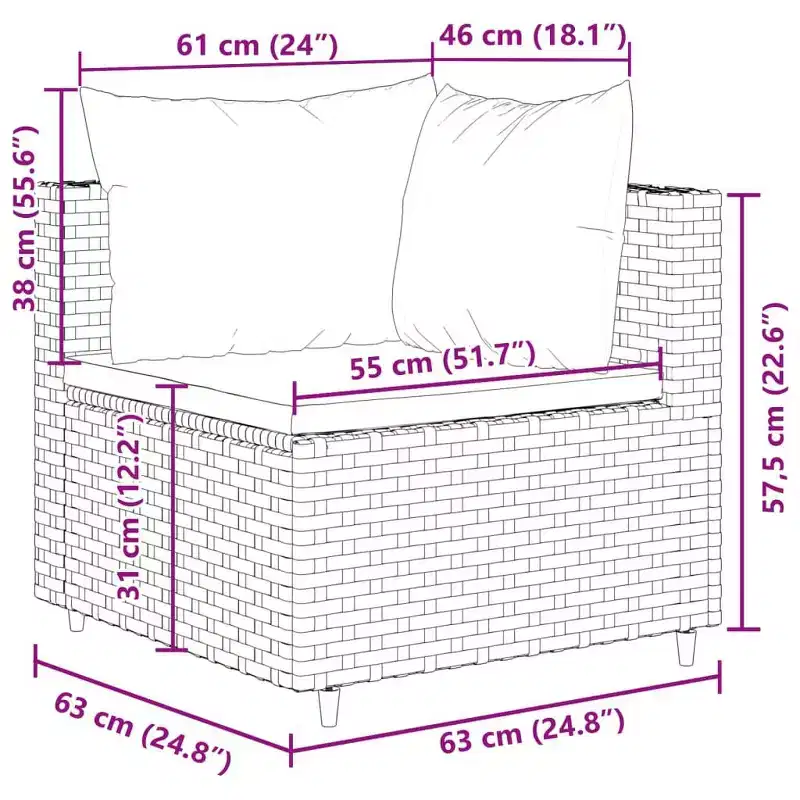 vidaXL - Salon de jardin 5 pièces avec coussins noirs - Rotin PE, cadre en acier, table basse en verre trempé - pour jardin, terrasse, patio