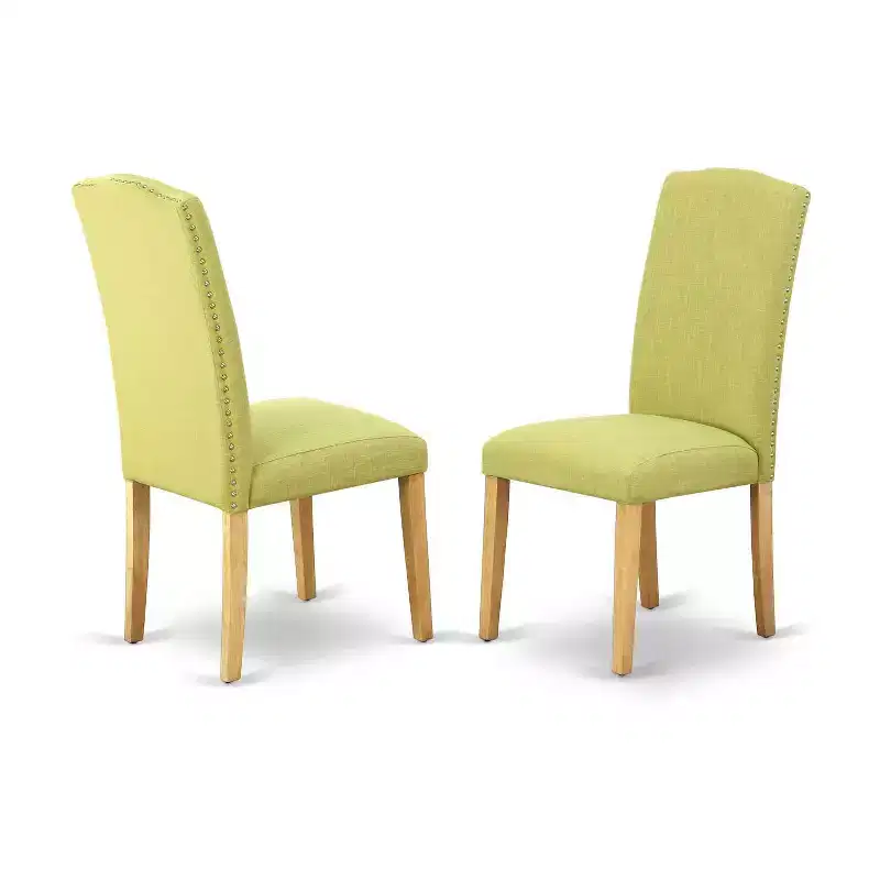Ensemble table à manger ronde - Table de 36 pouces et 2 chaises - Tissu en lin - Base en bois massif