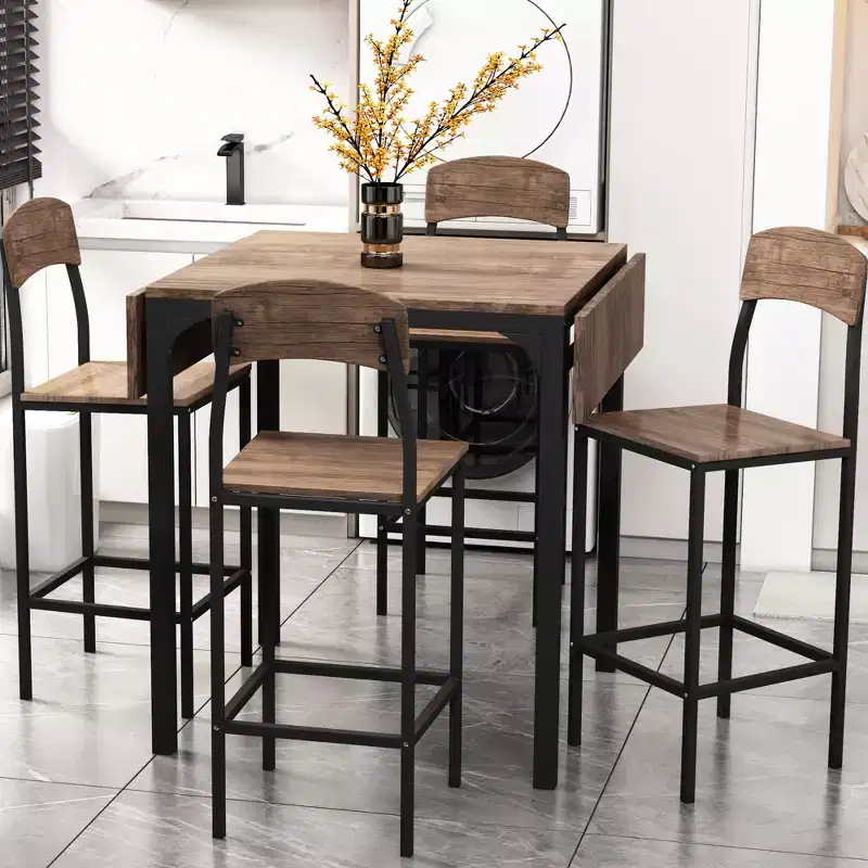 Ensemble de table à manger pliable à hauteur de comptoir Whisen Farmhouse 5 pièces avec chaises de salle à manger