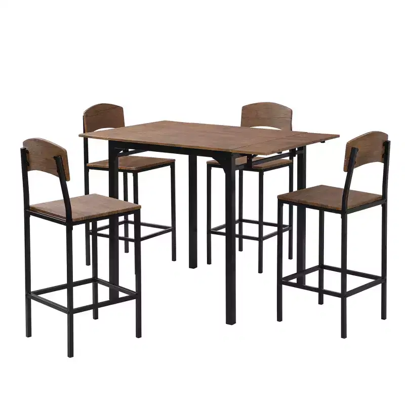 Ensemble de table à manger pliable à hauteur de comptoir Whisen Farmhouse 5 pièces avec chaises de salle à manger
